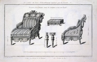 Sillón bergere de estilo turco, de Oeuvres diverses de Lalonde, decorador y dibujante, publicado 1780-96 de Richard Lalonde