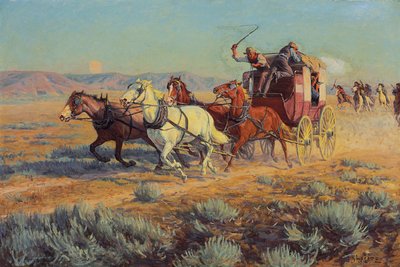 Diligencia perseguida por indios a caballo, 1912 de Richard Lorenz