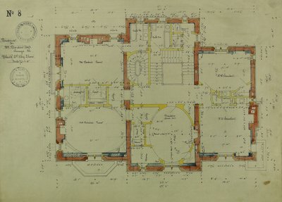 Residencia William Borden, Chicago, Illinois, Plano del segundo piso de Richard Morris Hunt