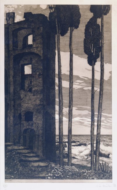 Ruinas junto al mar (aguafuerte y aguatinta) de Richard Mueller