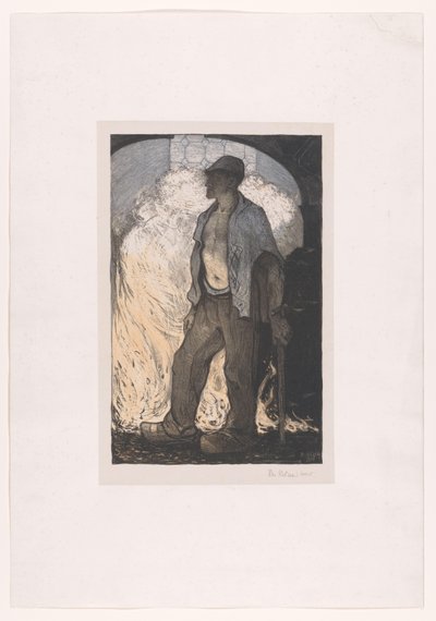 Trabajador en un incendio de Richard Nicolaüs Roland Holst (signed by artist)