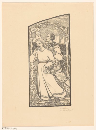 Niña con una cesta y niño con una cuerda de Richard Nicolaüs Roland Holst (signed by artist)