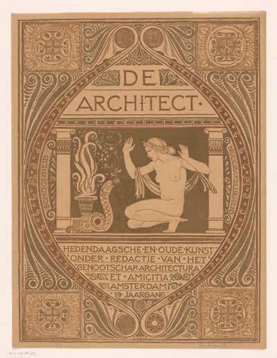 Diseño de portada para: El arquitecto, 1911 de Richard Nicolaüs Roland Holst (signed by artist)