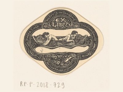 Ex libris de Ina van Eibergen Santhagens-Waller
Cada día tiene sus expectativas de oro (título en el objeto) de Richard Nicolaüs Roland Holst
