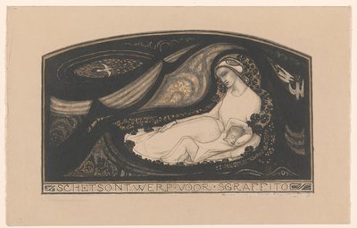 Mujer y niño reclinados
Diseño de boceto para esgrafiado (título en el objeto) de Richard Nicolaüs Roland Holst