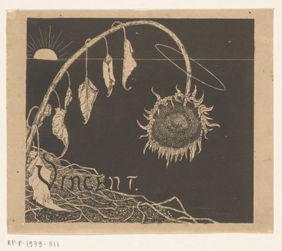 Diseño de portada para: Richard Roland Holst, Exposición de las obras legadas de Vincent Van Gogh, 1892 de Richard Nicolaüs Roland Holst