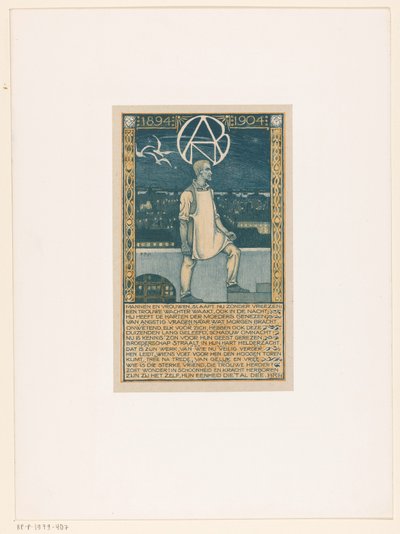Impresión que conmemora el décimo aniversario del Sindicato General de Trabajadores del Diamante de Holanda en 1904 de Richard Nicolaüs Roland Holst