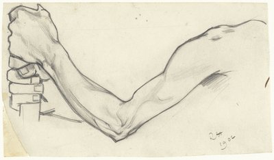Estudio de un brazo izquierdo que sostiene un palo de Richard Nicolaüs Roland Holst