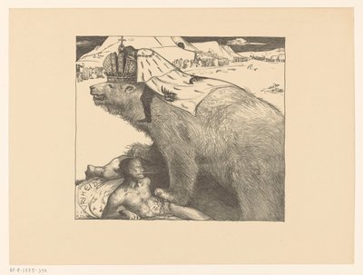 El zar Nicolás II de Rusia en el oso ruso
El oso ruso ruge la paz (título original) de Richard Nicolaüs Roland Holst