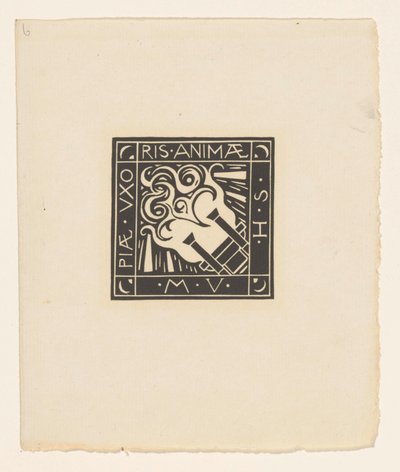 Viñeta en memoria de Mary Vincentia Huizinga-Schorer
Piae Uxoris Animae M.V.H.S. (título en el objeto) de Richard Nicolaüs Roland Holst