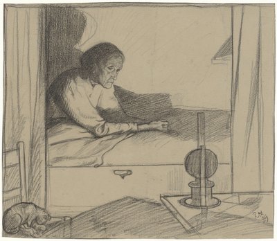 Mujer Hogerhuis, sentada en la cama (segundo borrador) de Richard Nicolaüs Roland Holst