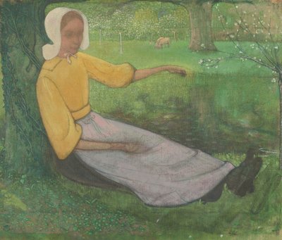 Mujer de Huizen sentada bajo un árbol de Richard Nicolaüs Roland Holst