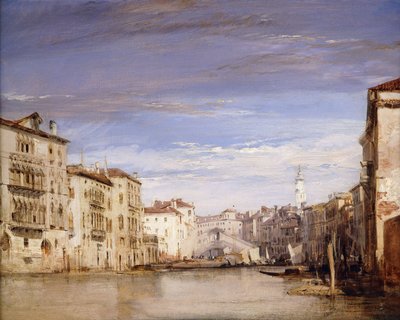 Vista del Gran Canal de Venecia, desde el Palazzo Bernardo hacia el Puente de Rialto de Richard Parkes Bonington