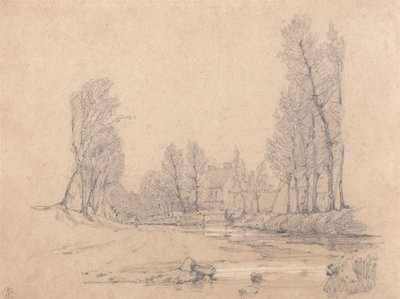 Un arroyo arbolado y una granja en Normandía de Richard Parkes Bonington