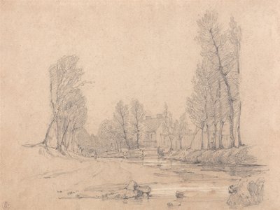 Un arroyo boscoso y una granja en Normandía de Richard Parkes Bonington