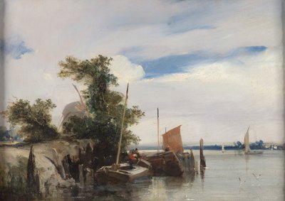 Barcazas en un río de Richard Parkes Bonington