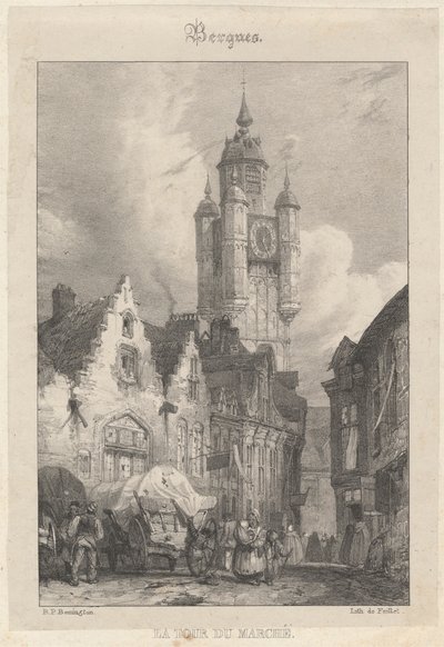 Bergues - La Torre del Mercado de Richard Parkes Bonington