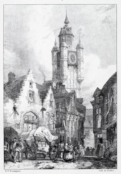 Bergues: La Torre del mercado, 1824 de Richard Parkes Bonington