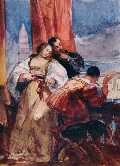 En el Balcón, Venecia de Richard Parkes Bonington