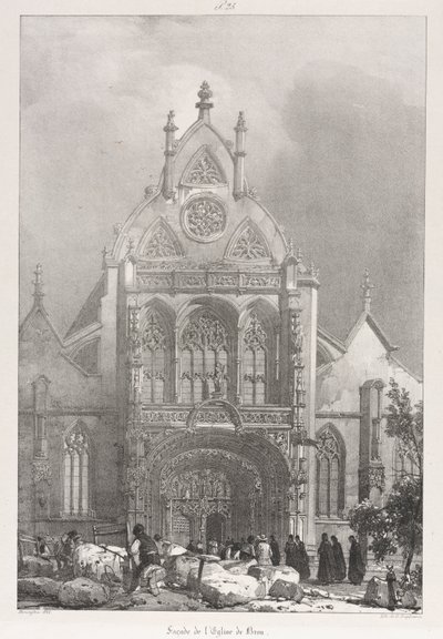 Viajes pintorescos y románticos en la vieja Francia, Franche-Compté: Frente de la iglesia en Brou de Richard Parkes Bonington