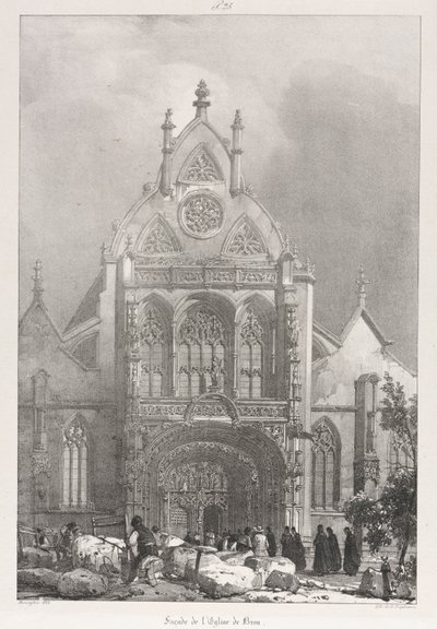 Viajes pintorescos y románticos en la vieja Francia, Franco Condado: Frente de la iglesia en Brou, 1825 de Richard Parkes Bonington