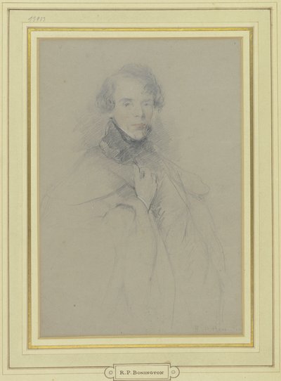 Autorretrato con abrigo, retrato de tres cuartos de Richard Parkes Bonington