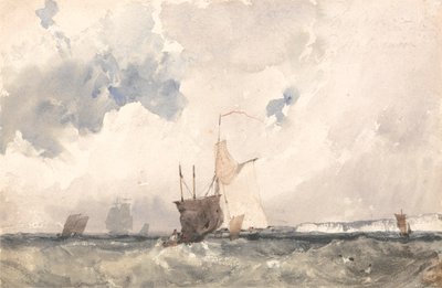 Embarcaciones en un mar agitado de Richard Parkes Bonington