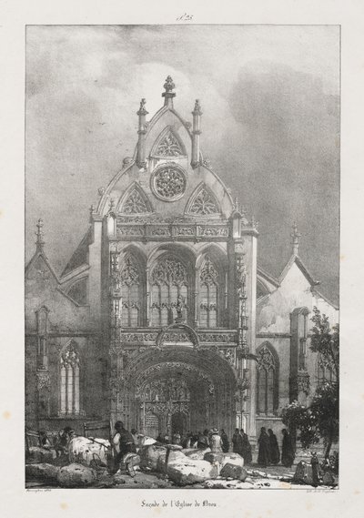 Viajes pintorescos y románticos en la antigua Francia, Franco Condado: Fachada de la iglesia de Brou de Richard Parkes Bonington
