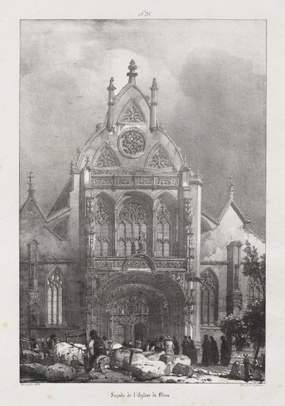 Viajes pintorescos y románticos en la antigua Francia, Franco Condado: Fachada de la iglesia de Brou de Richard Parkes Bonington