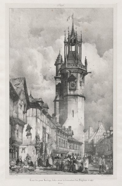 Viajes pintorescos y románticos en la antigua Francia, Normandía: Torre del Gran Reloj, Evreux de Richard Parkes Bonington
