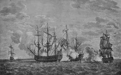 El Buckingham y el Florissant, c1760 de Richard Paton