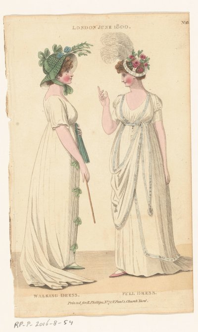 Revista de Moda Femenina de Londres y París, No. 28: Londres, junio de 1800: Walking Dress; Vestido completo de Richard Phillips