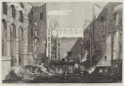 Ruinas del Teatro Covent-Garden, Visita de Su Majestad y la Princesa Real de Richard Principal Leitch