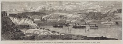 La Guerra Civil en América, embarque de una parte del Ejército del Potomac en Alexandria, cerca de Washington de Richard Principal Leitch