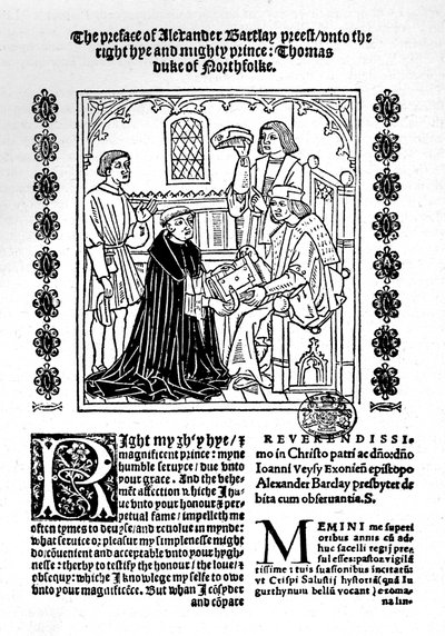 El traductor presentando su libro al Duque de Norfolk, c. 1500-1520, 1923 de Richard Pynson