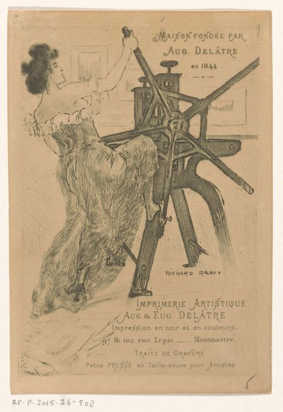 Tarjeta de visita de los impresores Auguste y Eugène Delâtre en París de Richard Ranft