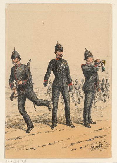 Tres soldados británicos
Nueve representaciones de uniformes militares británicos (título de la serie) de Richard Simkin