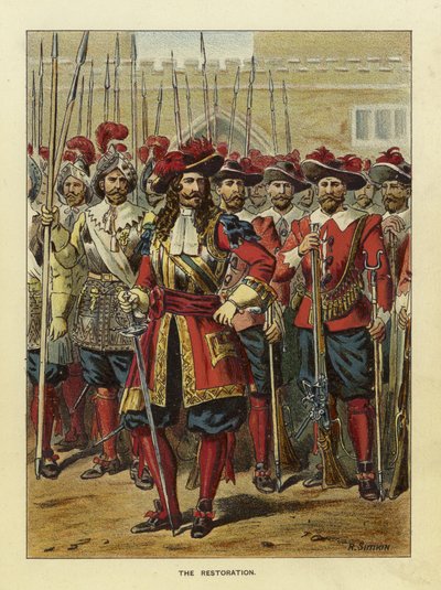 Épocas del ejército británico - La Restauración de Richard Simkin