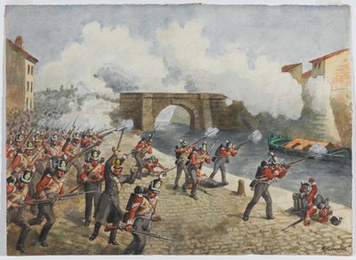 El 27º Regimiento Inniskilling en Toulouse, 10 de abril de 1814, c. 1900 de Richard Simkin