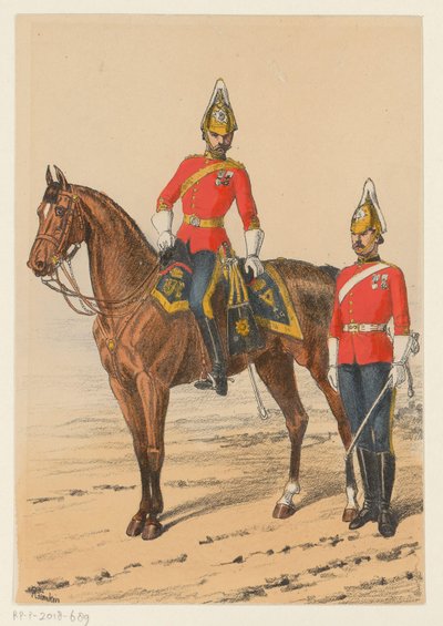 dos soldados británicos Nueve representaciones de uniformes militares británicos (título de la serie) de Richard Simkin
