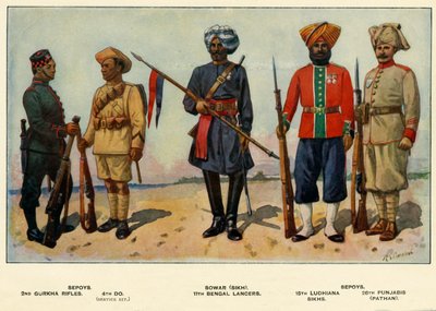 Tipos del Ejército Indio, 1919 de Richard Simkin