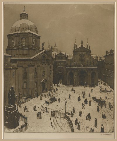 La plaza Kreuzherren de Praga de Richard Teschner