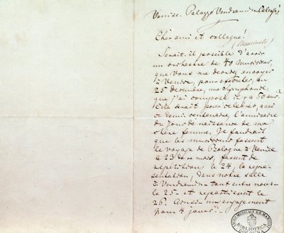 Carta manuscrita de Richard Wagner a Luigi Mancinelli, 10 de diciembre de Richard Wagner