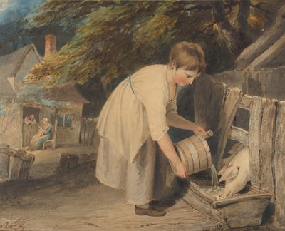 Niña alimentando cerdos, 1800 de Richard Westall