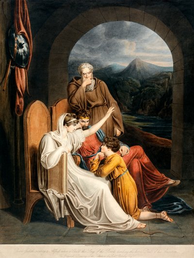 La reina Judith recitando a Alfred, pub. 1801 de Richard Westall