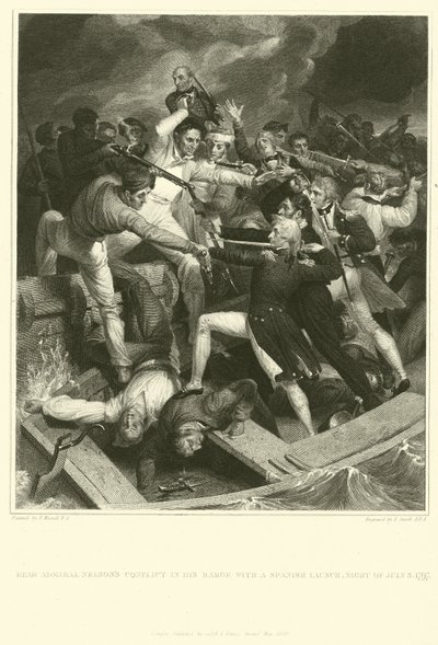 Conflicto del Contralmirante Nelson en su barca con un lancha española de Richard Westall