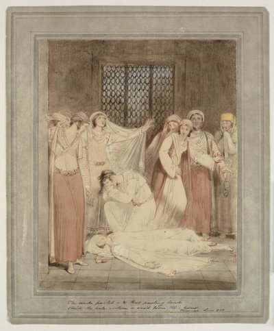 Escena de Phrosyne, un cuento griego de Henry Gally Knight de Richard Westall