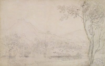 Castell Dinas Bran, Gales (grafito y tiza negra sobre papel) de Richard Wilson