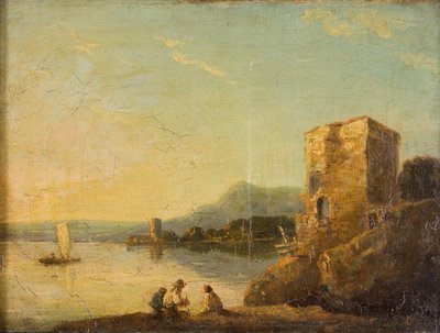 Escena costera cerca de Nápoles, c. 1750-1780 de Richard Wilson