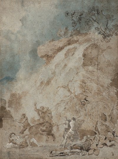 Meleagro y Atalanta, c.1770 (pluma y tinta con aguada sobre papel) de Richard Wilson